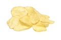 pile fried potato chips isolated white background