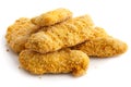 Pile of frozen bread crumbed chicken strips Royalty Free Stock Photo
