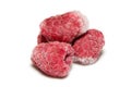 Pile of frozen raspberries on a white background closeup Royalty Free Stock Photo