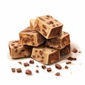 Delicious Fudge: Sweet And Realistic Chocolate Treat On A White Background