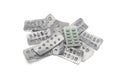 Pile of full and empty pill packages Royalty Free Stock Photo