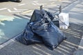 Pile of Garbage Bags on Side of Street in New York City Royalty Free Stock Photo