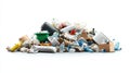 Pile of garbage isolated on white visual representation of waste and pollution for environmental awareness Royalty Free Stock Photo