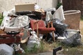 Pile of garbage outdoors on the backyard Royalty Free Stock Photo