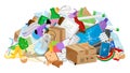 Pile garbage waste plastic many isolated white, stack garbage plastic and paper many dump, different types waste organic, plastic Royalty Free Stock Photo