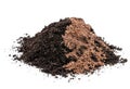 Pile of garden soil mixed with exfoliated vermiculite mineral isolated on white Royalty Free Stock Photo