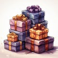 Pile of gift boxes with bows on white Royalty Free Stock Photo