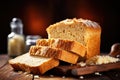 pile of gluten-rich bread on a wooden chopping board