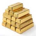 Pile of gold bars isolated on white background Royalty Free Stock Photo