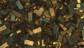 Pile of gold bullions, top down view. 3D rendering Royalty Free Stock Photo