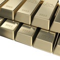 Pile of golden bars, pyramid stack Royalty Free Stock Photo