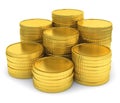 Pile of golden coins isolated on white background Royalty Free Stock Photo