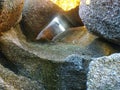 a pile of granite like a cave on the coast of Tanjung Tinggi Belitung, South Sumatra, Indonesia