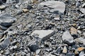 pile of granite rock fragment railway ballast