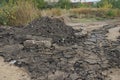 A pile of gray and black pieces of old asphalt Royalty Free Stock Photo