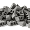 Pile of gray concrete building bricks on a white background construction material Royalty Free Stock Photo