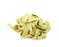 Pile of green fettucce pasta isolated Royalty Free Stock Photo