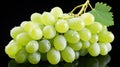 A Pile of Green Fresh Grapes Fruit On Black Color Background