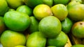 Pile of green mango background. Grocery store. Shelves with organic natural fruit in supermarket or farmer market. Fresh food. Royalty Free Stock Photo