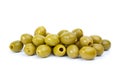 Pile of green pitted olives