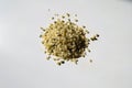 Pile of yellow shelled hemp seeds Royalty Free Stock Photo