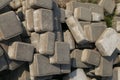 A pile of grey concrete bricks Royalty Free Stock Photo
