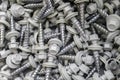 Pile of Grey roofing screws in a hardware store Royalty Free Stock Photo