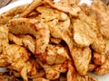 A pile of grilled poultry meat slices turkey