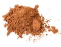 Pile of ground carob powder isolated