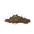 Pile of ground with organic garbage, flies and smell for illustration of compost, organic fertilizer, soil, agriculture. Zero Royalty Free Stock Photo