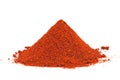 Pile of ground Paprika isolated on white.