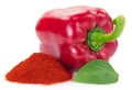 Pile of ground paprika with pepper on white background Royalty Free Stock Photo