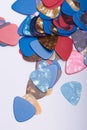 Pile of guitar and bas picks Royalty Free Stock Photo