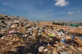 A pile of hard-to-decompose plastic waste. Environmental issues in India,