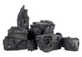 Pile of hardwood charcoal isolated on white background. Natural wood charcoal. Black charcoal chunks Royalty Free Stock Photo