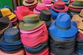 Pile of hats in market Royalty Free Stock Photo