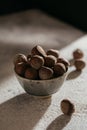 Pile of hazelnuts filbert in a bowl on a white background Royalty Free Stock Photo