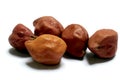 Pile of hazelnuts on a white background Royalty Free Stock Photo