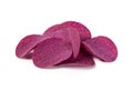 Pile of healthy sweet potato chips isolated on a white background Royalty Free Stock Photo