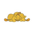 Pile Heap of Crispy Potato or Cassava Chips Vector