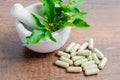 Pile of herbal medicine capsules Royalty Free Stock Photo