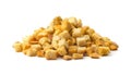 Pile of homemade bread croutons isolated Royalty Free Stock Photo