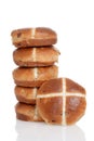 Pile of hot cross buns Royalty Free Stock Photo