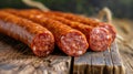 Pile of Hot Dogs on Wooden Cutting Board Royalty Free Stock Photo