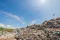 Pile of household garbage in the landfill. Trash in municipal landfills for household waste, pollution problem Royalty Free Stock Photo