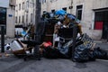 Pile of household trash piled up on the street