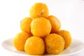 Pile of Indian sweets Motichoor Laddu.