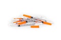 pile of insulin syringe isolated on white Royalty Free Stock Photo