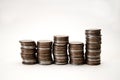 Pile of coins on a white background Royalty Free Stock Photo