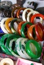 Pile of jade bracelets for sale in the market